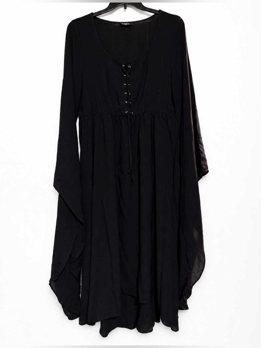 BloomChic Black Gothic Witchy Maxi Dress Dramatic Sleeves - Picture 2 of 4